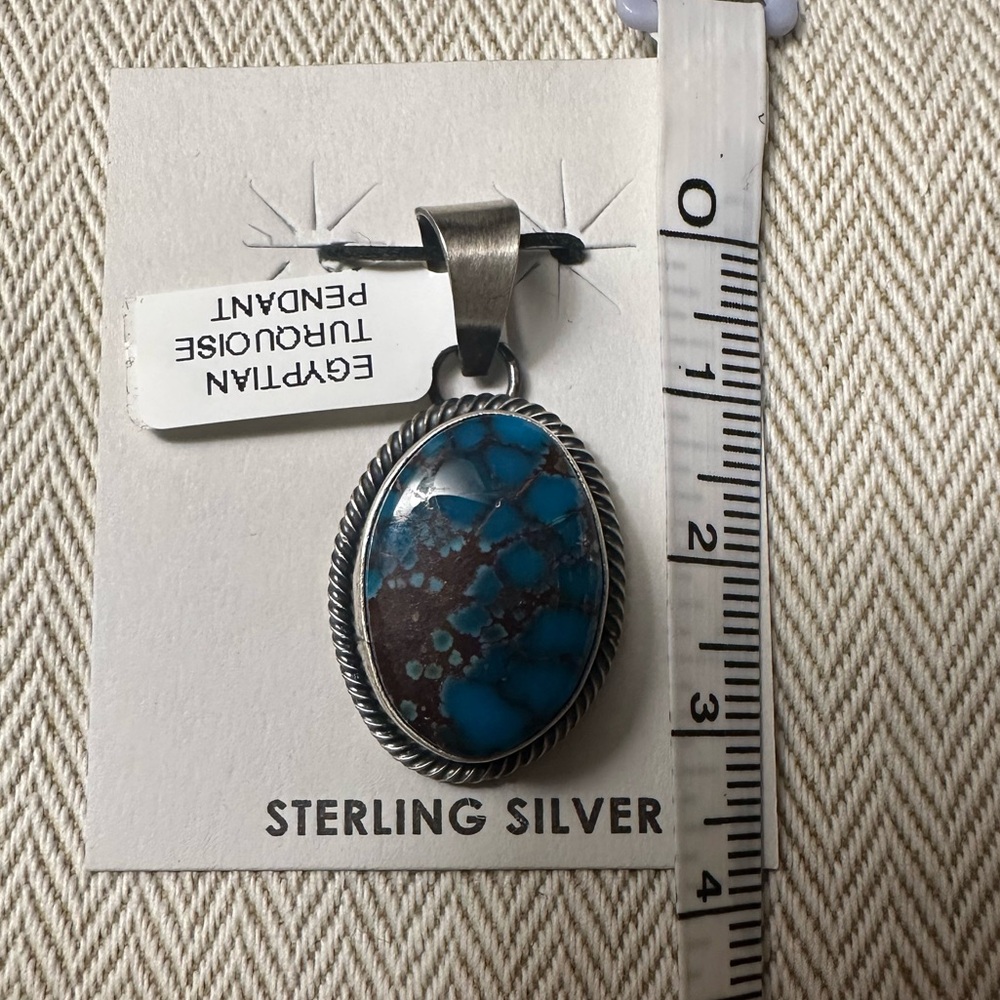 Egyptian Turquoise Eli Skeets Sterling Silver Turquoise Pendant - Picture 7 of 7